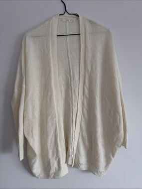 Mango Cream Open-Front Knit Cardigan